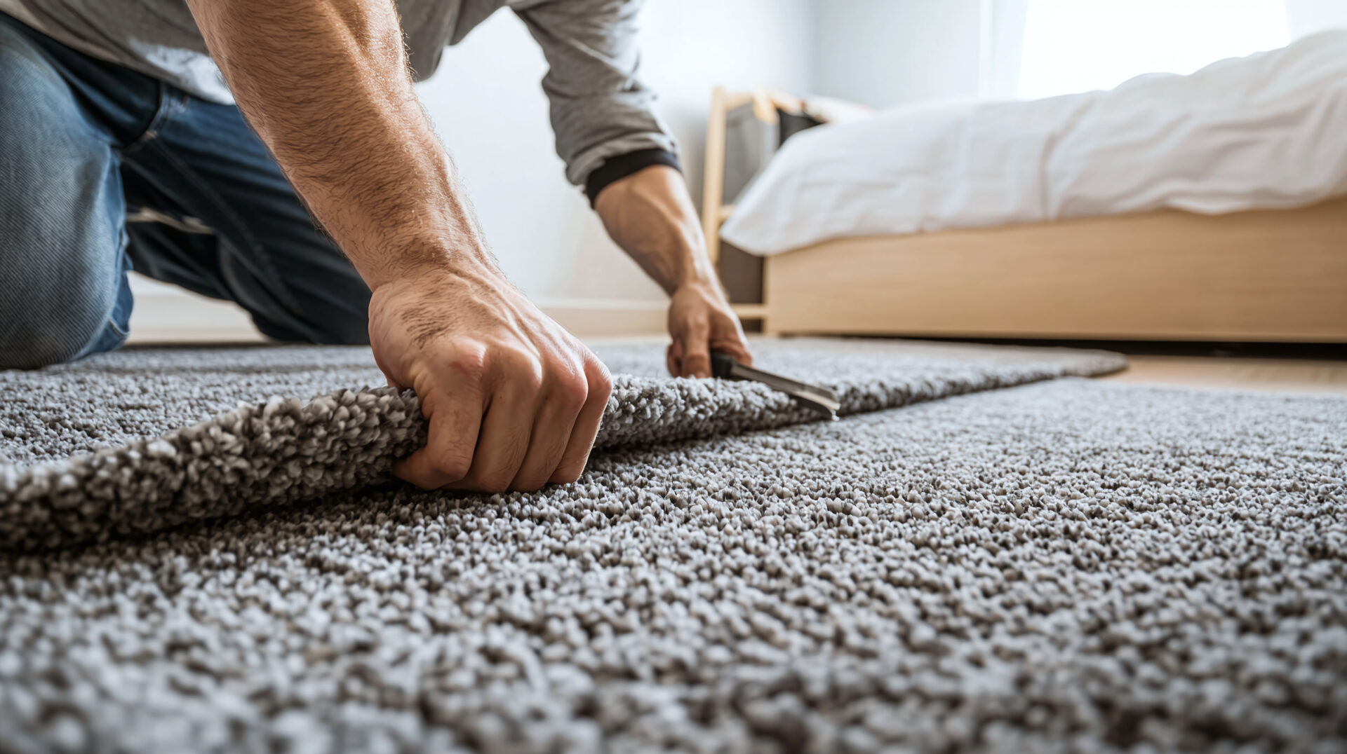 Carpet being fitted in a room